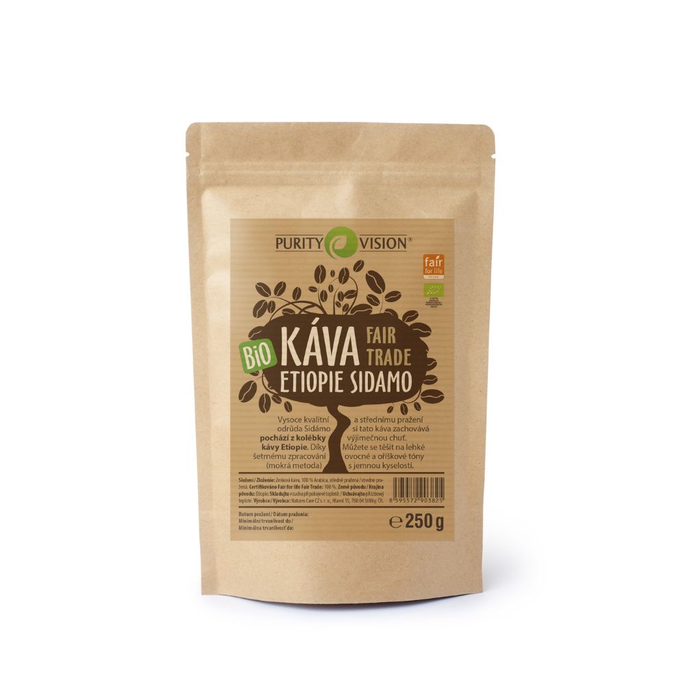 Boabe de cafea bio Fair Trade Etiopia Sidamo 250 g