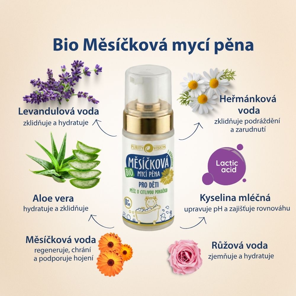 Spumă de curățare Bio cu Calendula pentru copii